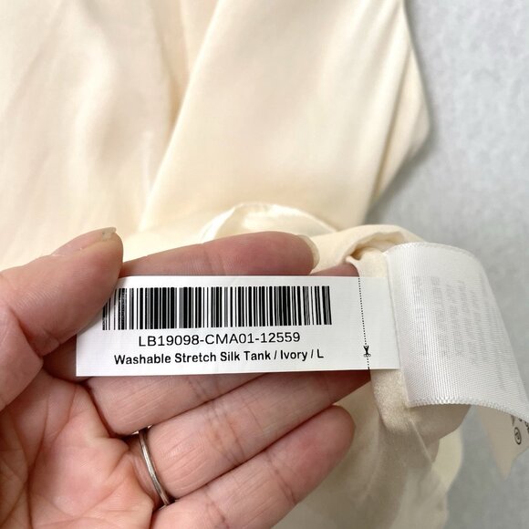 QUINCE Washable Stretch Silk Tank Top Lined Classic Minimalist Ivory size Large - Picture 6 of 6